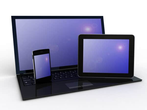 Laptop, mobile phone and tablet