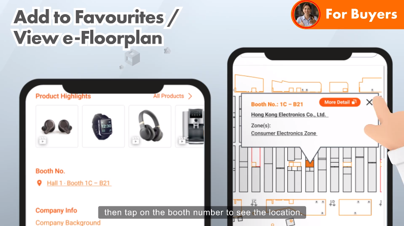 5. Tap on the exhibitor's booth number to view the Fair e-Floorplan.