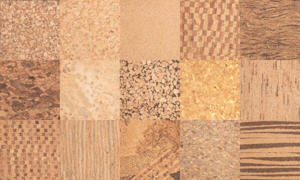 Various cork textures commonly found in food contact utensils.